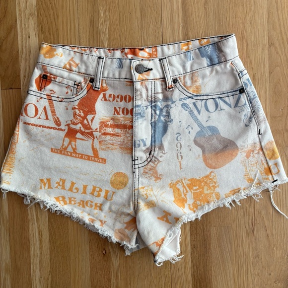 BDG Pants - BDG Womens White High Waist Cut Off Denim Shorts 27 Beach Party Coastal Festival